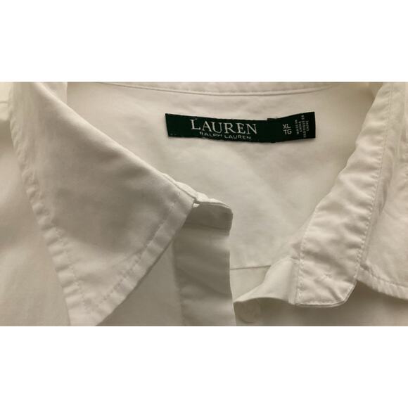 Ralph Lauren white cotton button-up shirt integrated tie-front detail XL - Picture 5 of 6